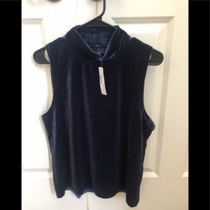 NWT. Jcrew navy velvet mock neck tank